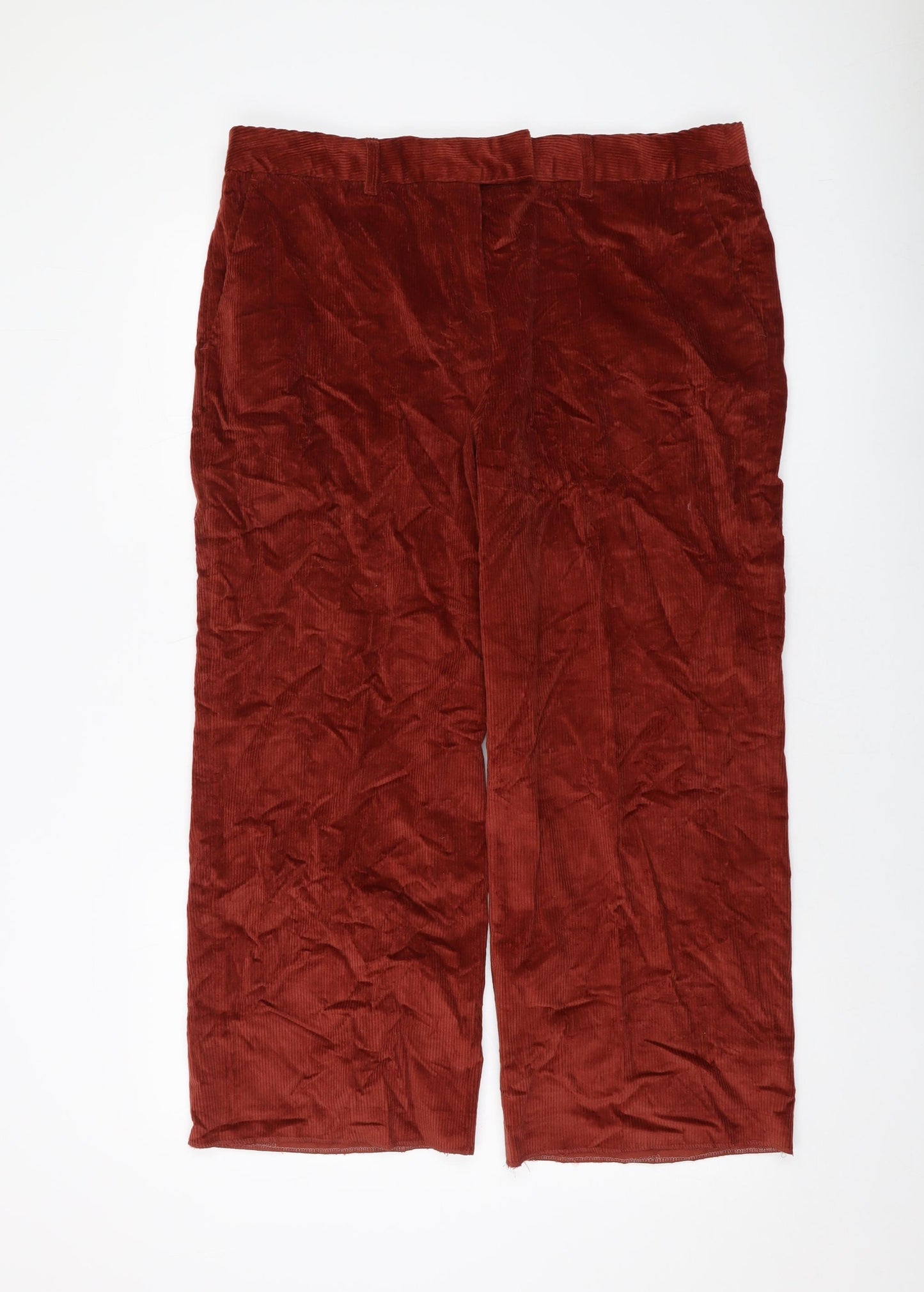 NEXT Womens Red Cotton Trousers Size 16 L25 in Regular Hook & Eye