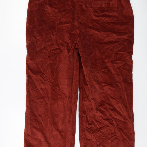 NEXT Womens Red Cotton Trousers Size 16 L25 in Regular Hook & Eye