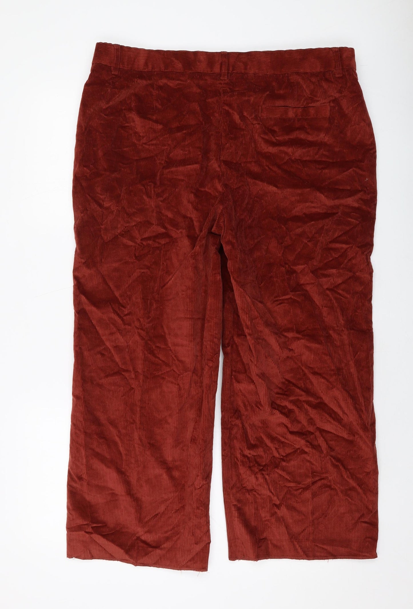 NEXT Womens Red Cotton Trousers Size 16 L25 in Regular Hook & Eye