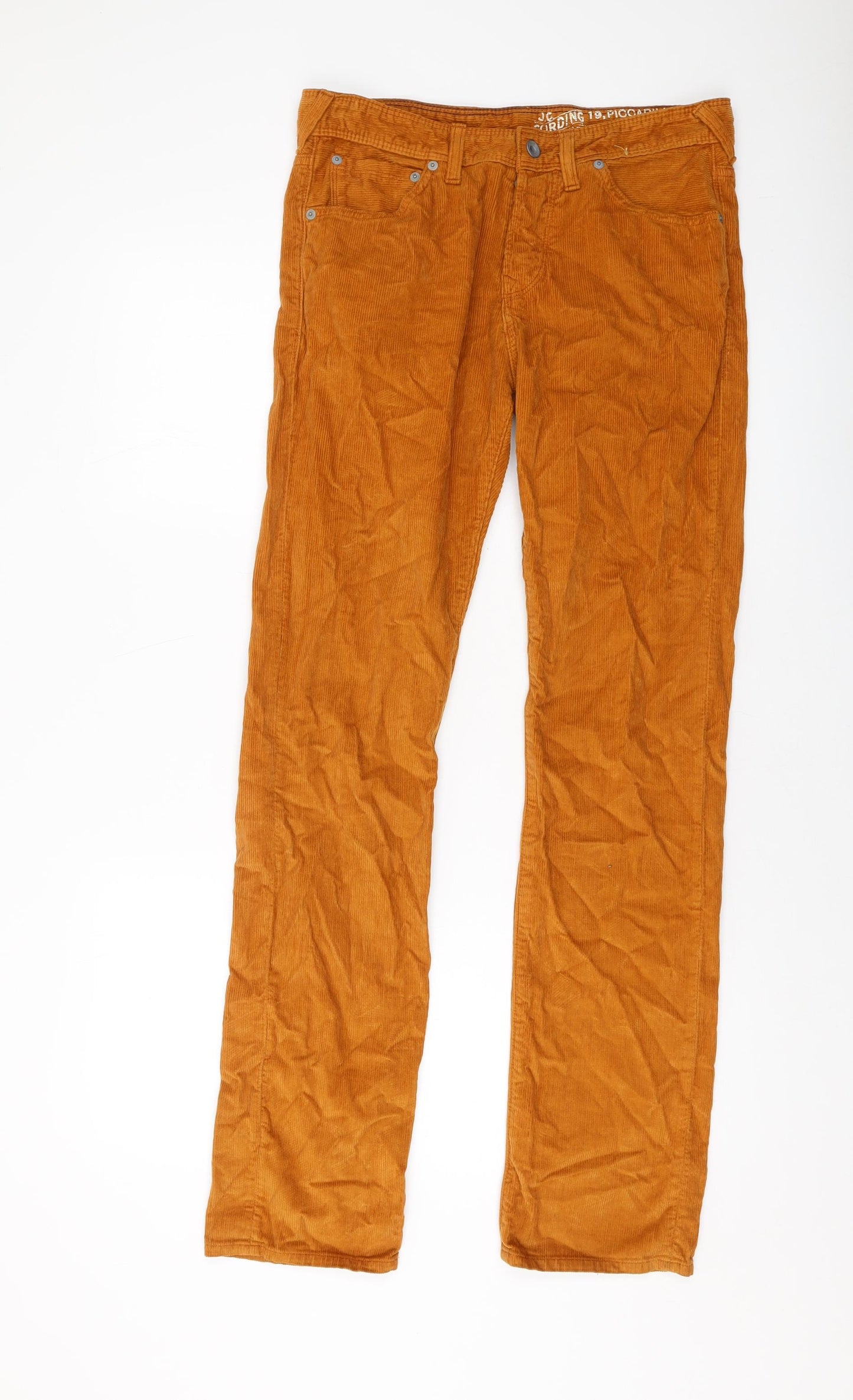 Jack Wills Mens Brown Cotton Trousers Size 30 in L32 in Regular Button