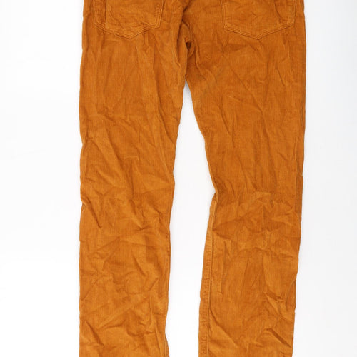 Jack Wills Mens Brown Cotton Trousers Size 30 in L32 in Regular Button