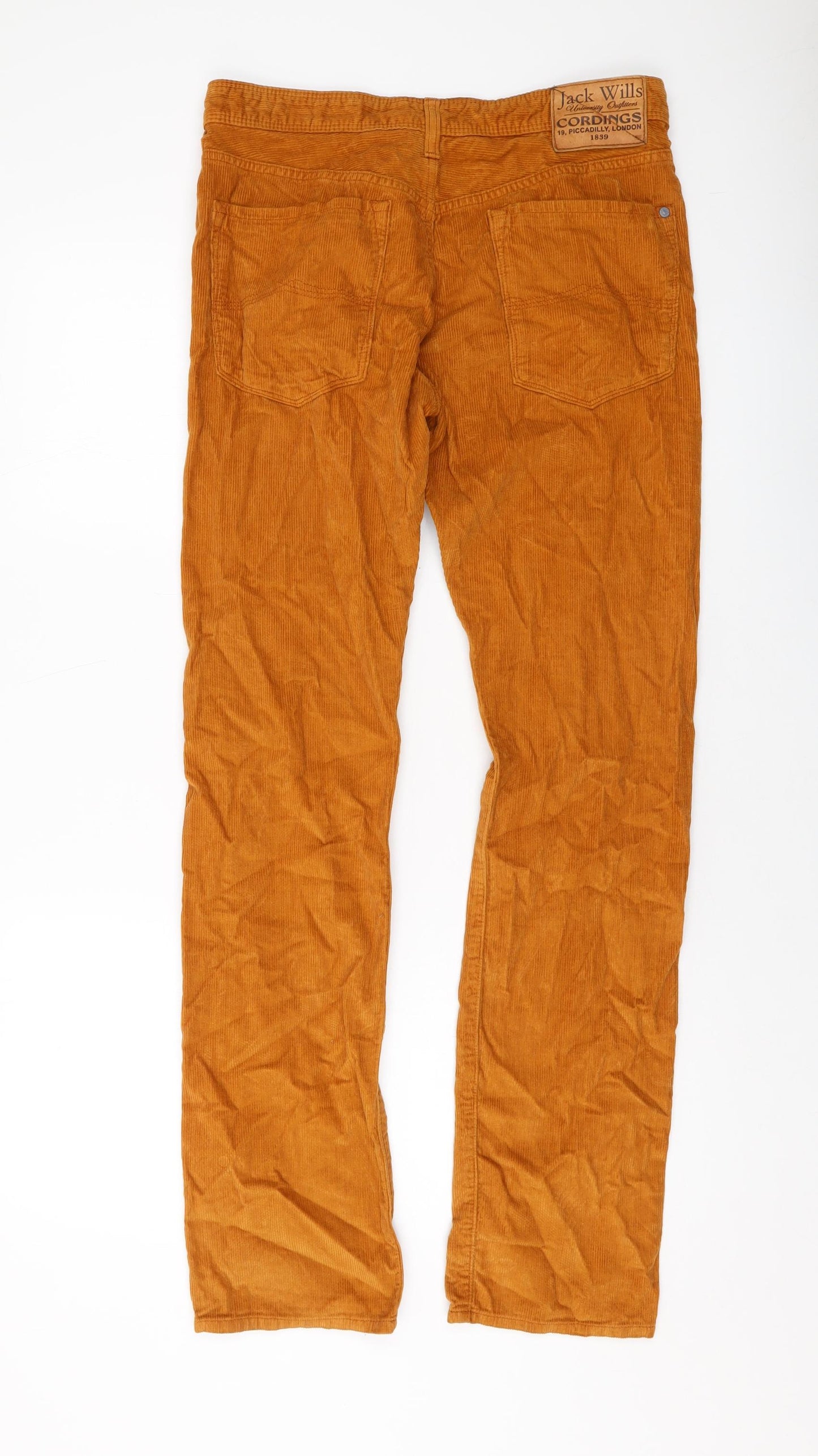 Jack Wills Mens Brown Cotton Trousers Size 30 in L32 in Regular Button