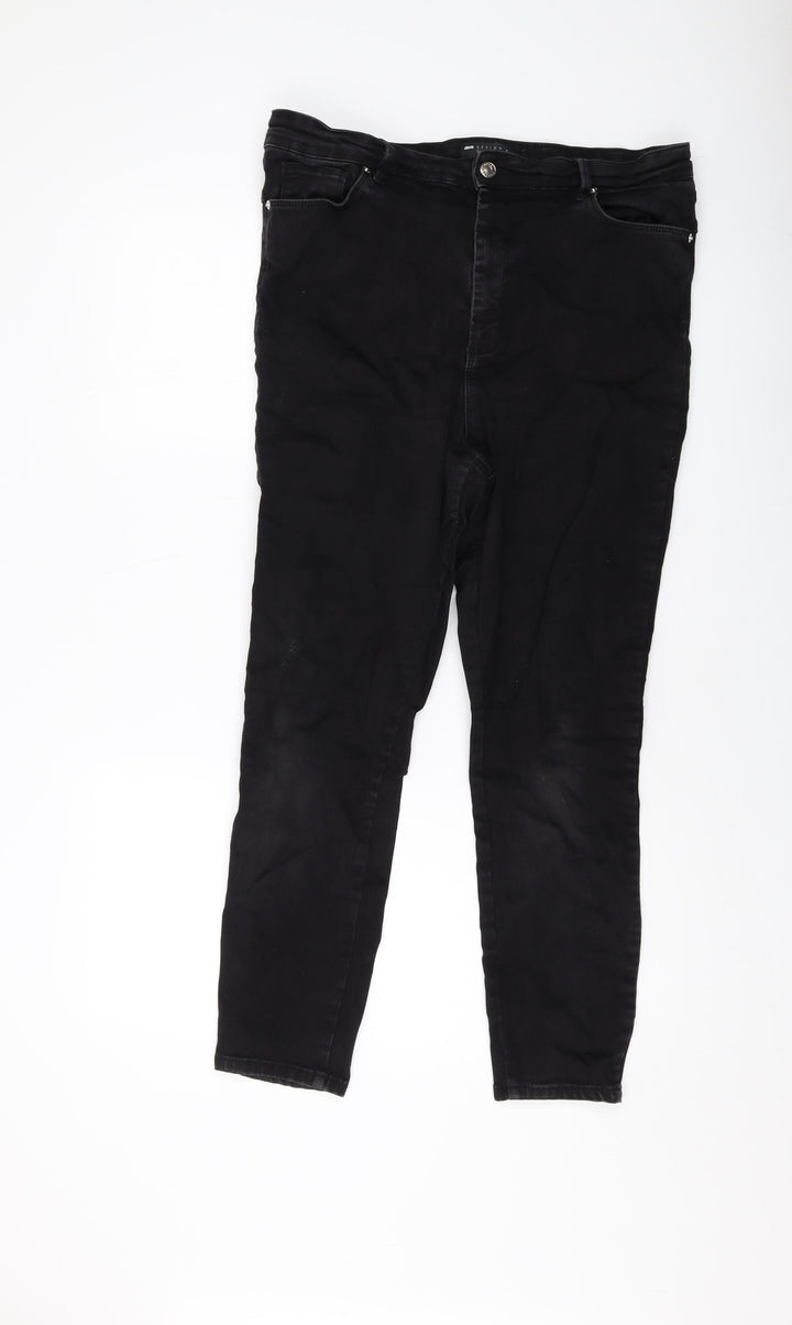 Asoos Womens Black Cotton Skinny Jeans Size 18 L25 in Regular Button