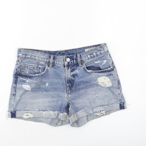 AllSaints Womens Blue Cotton Hot Pants Shorts Size 28 in L3 in Regular Button