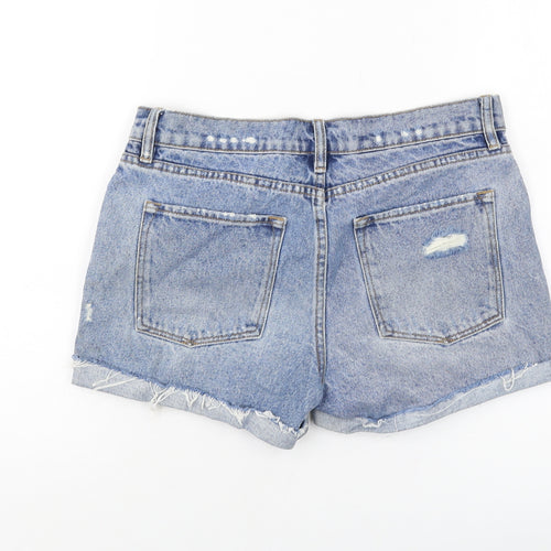 AllSaints Womens Blue Cotton Hot Pants Shorts Size 28 in L3 in Regular Button