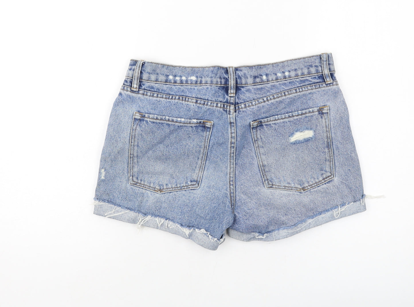 AllSaints Womens Blue Cotton Hot Pants Shorts Size 28 in L3 in Regular Button