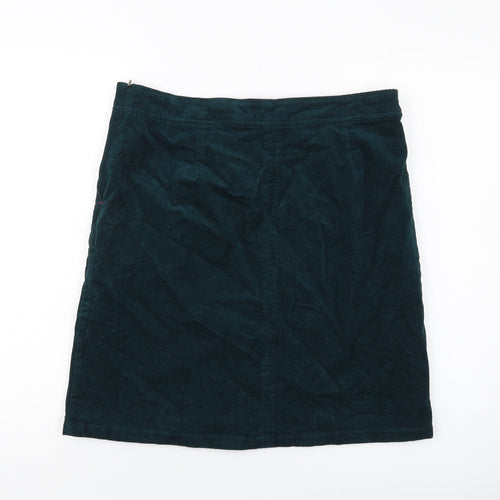 White Stuff Womens Green Cotton A-Line Skirt Size 14 Zip