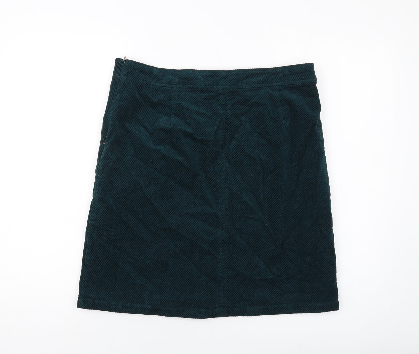 White Stuff Womens Green Cotton A-Line Skirt Size 14 Zip