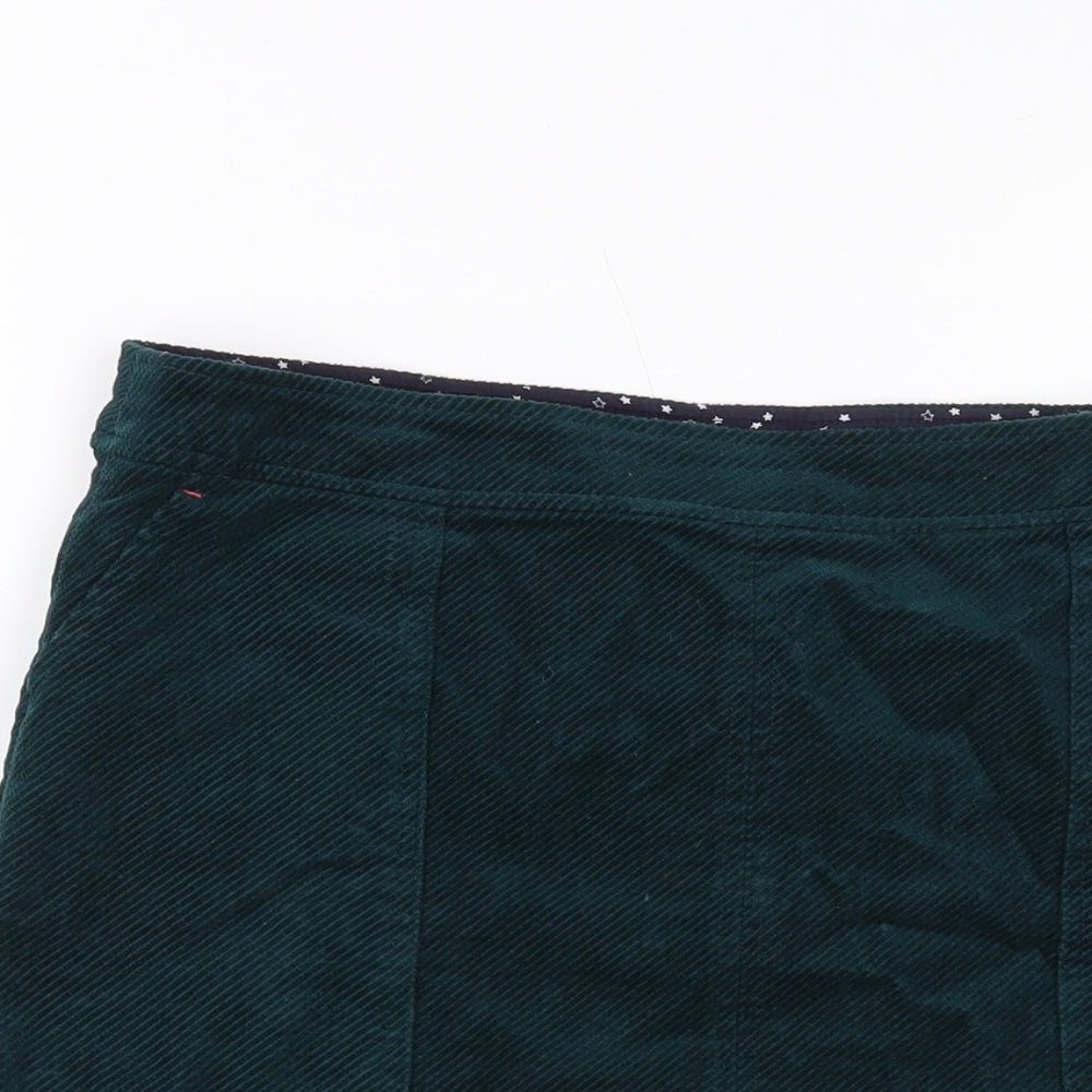 White Stuff Womens Green Cotton A-Line Skirt Size 14 Zip