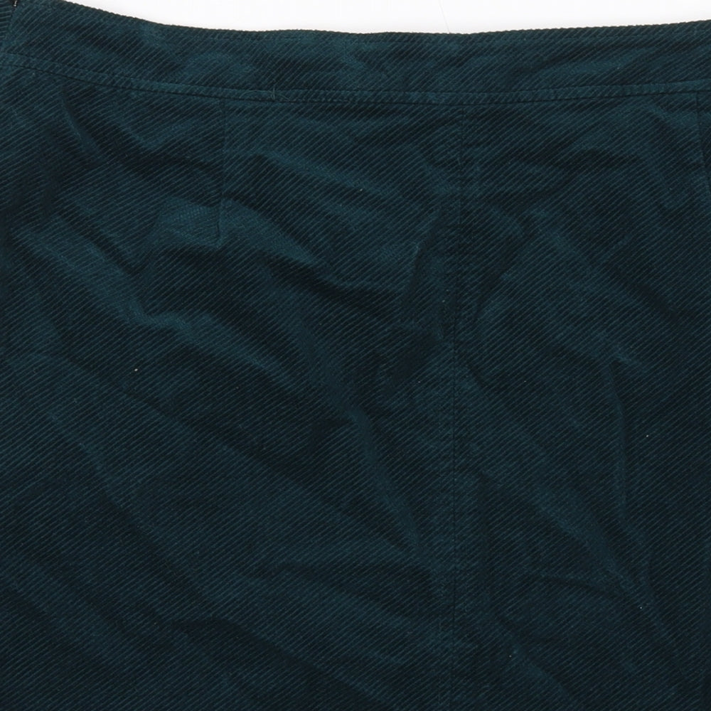 White Stuff Womens Green Cotton A-Line Skirt Size 14 Zip