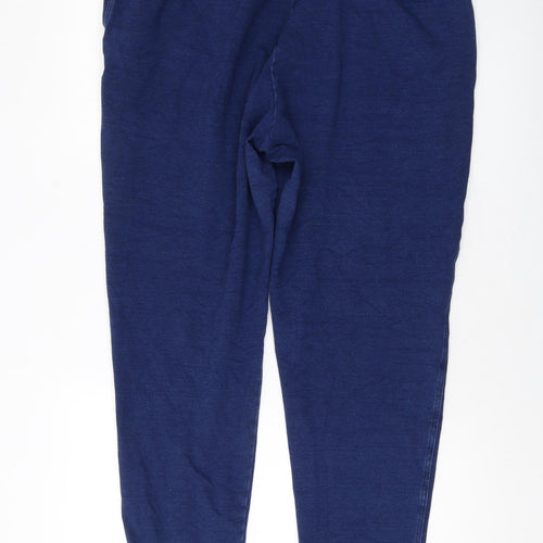 Marks and Spencer Womens Blue Cotton Trousers Size 18 L27 in Regular Drawstring