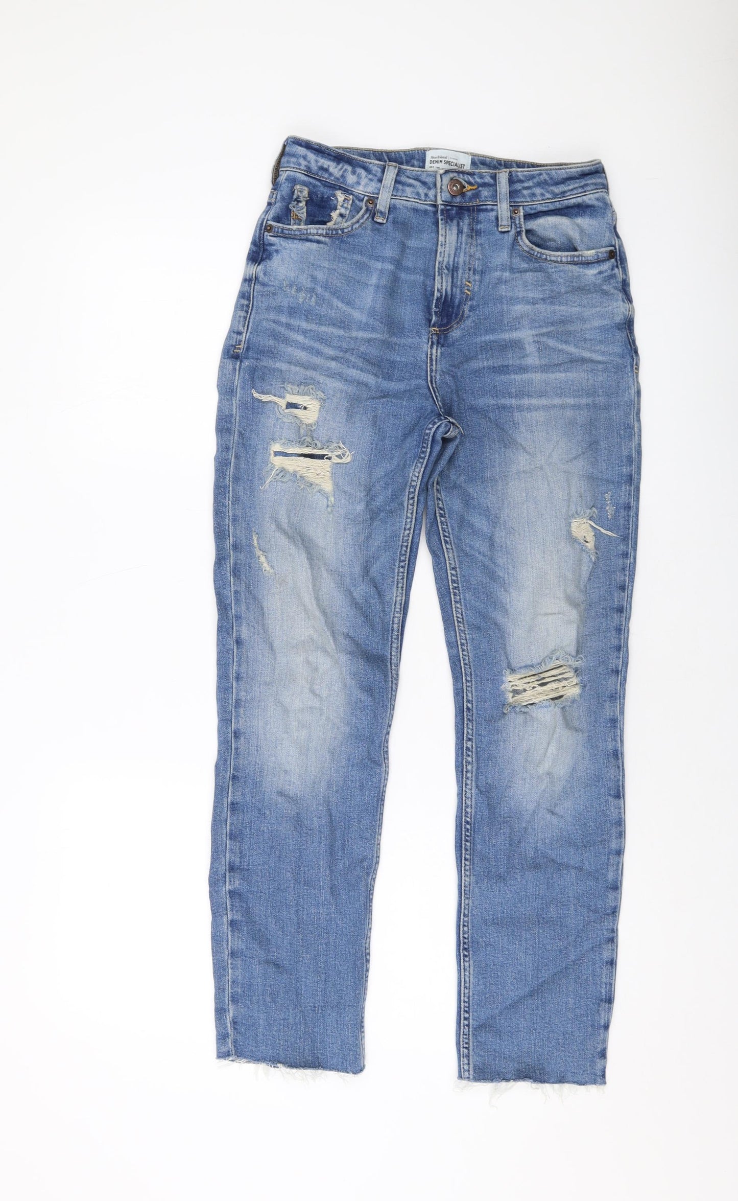 River Island Womens Blue Cotton Straight Jeans Size 8 L27 in Regular Button