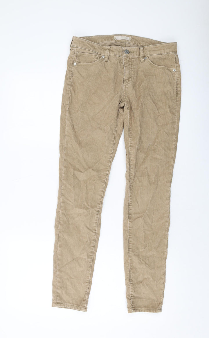 Uniqlo Womens Beige Cotton Trousers Size 26 in L29 in Regular Button