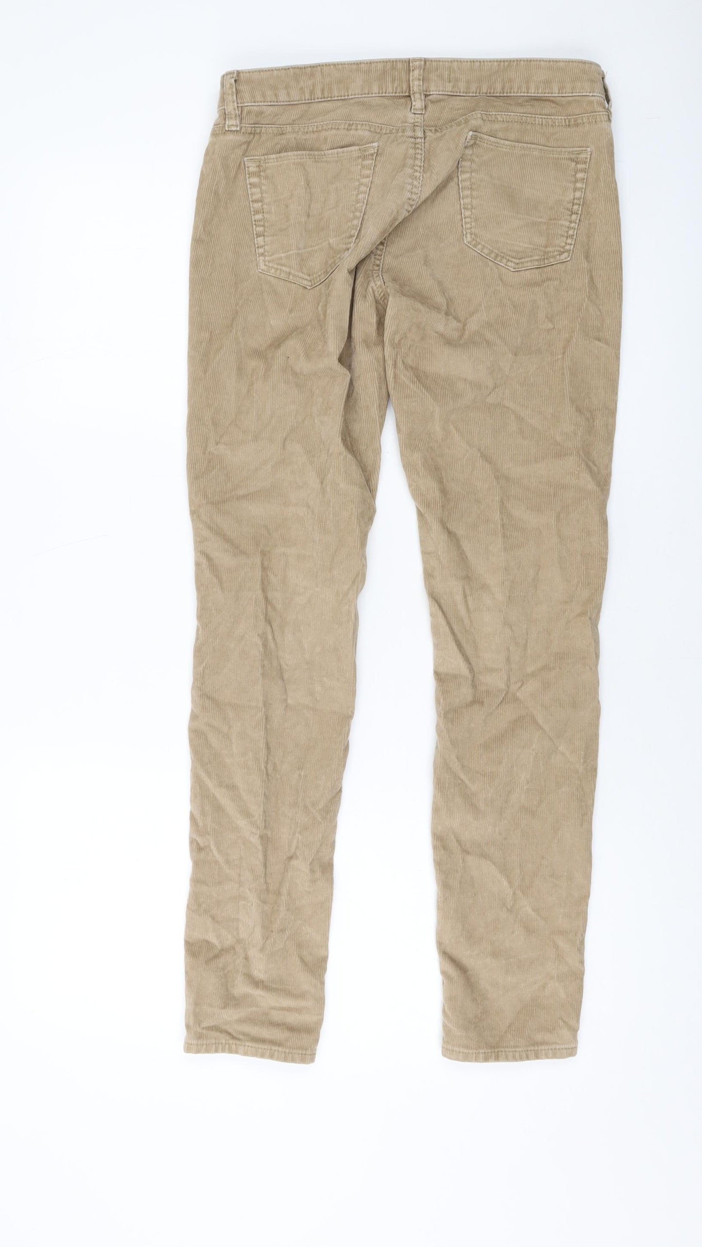 Uniqlo Womens Beige Cotton Trousers Size 26 in L29 in Regular Button
