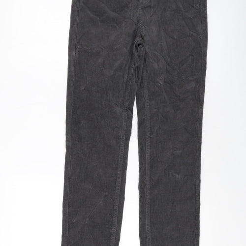 Marks and Spencer Womens Grey Cotton Trousers Size 8 L31 in Regular Button