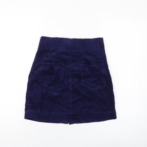ASOS Womens Blue Cotton Mini Skirt Size 6 Button