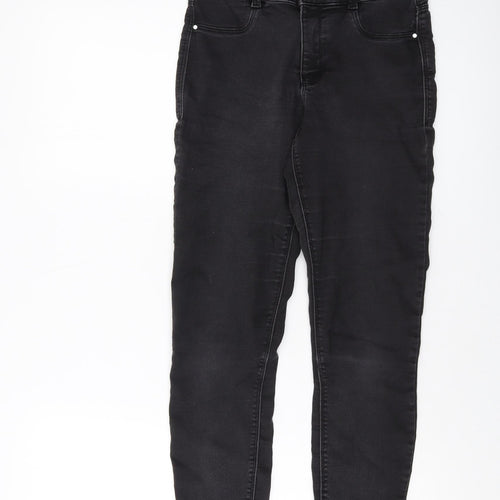 8 Womens Grey Cotton Skinny Jeans Size 8 L24 in Regular Button
