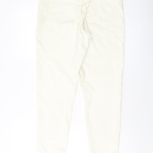Lipsy Womens Ivory Cotton Skinny Jeans Size 14 L27 in Regular Button