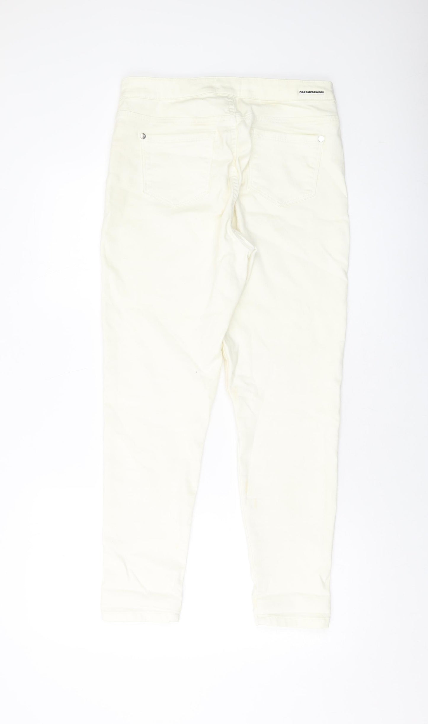 Lipsy Womens Ivory Cotton Skinny Jeans Size 14 L27 in Regular Button