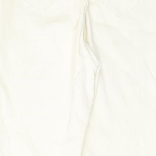 Lipsy Womens Ivory Cotton Skinny Jeans Size 14 L27 in Regular Button