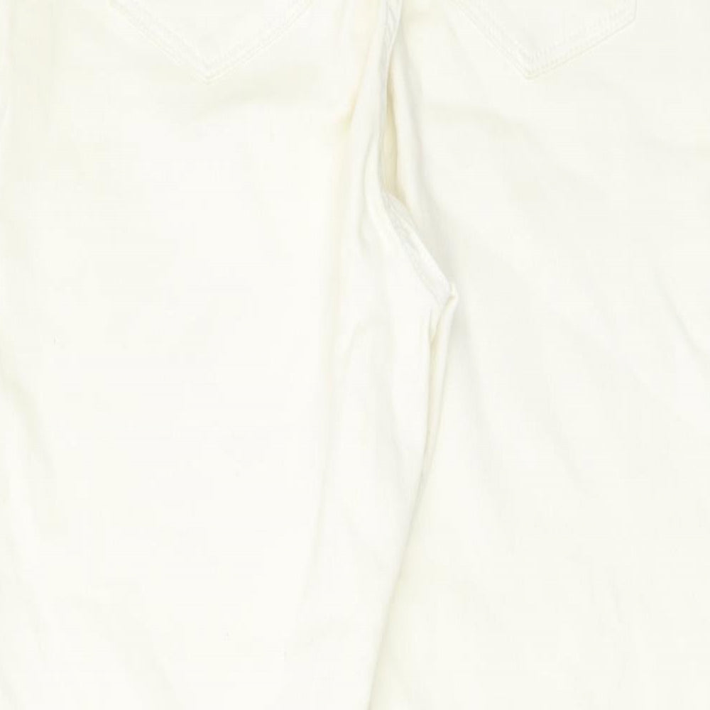 Lipsy Womens Ivory Cotton Skinny Jeans Size 14 L27 in Regular Button