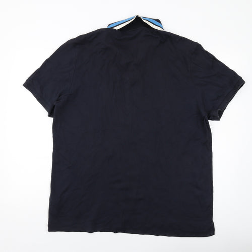 Boss Mens Blue Cotton Polo Size 3XL Collared Button