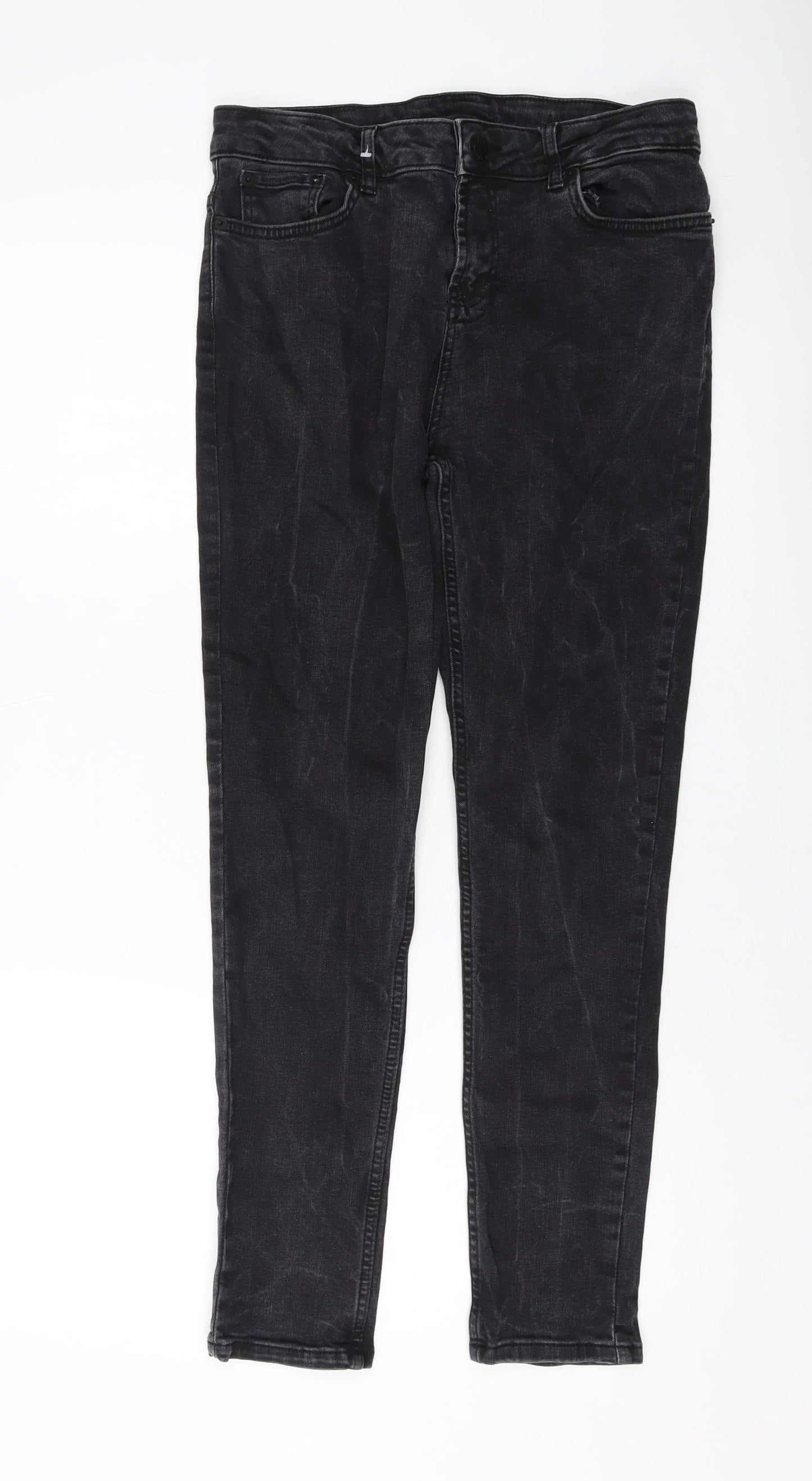 Status Womens Grey Cotton Skinny Jeans Size S L28 in Regular Button