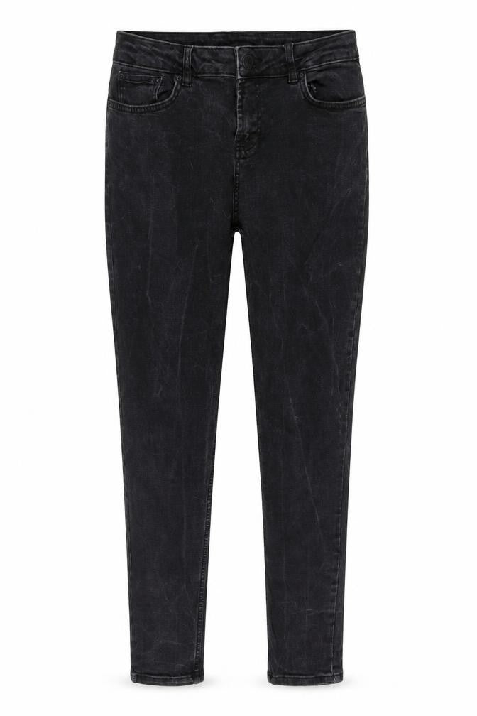 Front view of Status women’s grey cotton skinny jeans, size S, 28-inch leg regular button