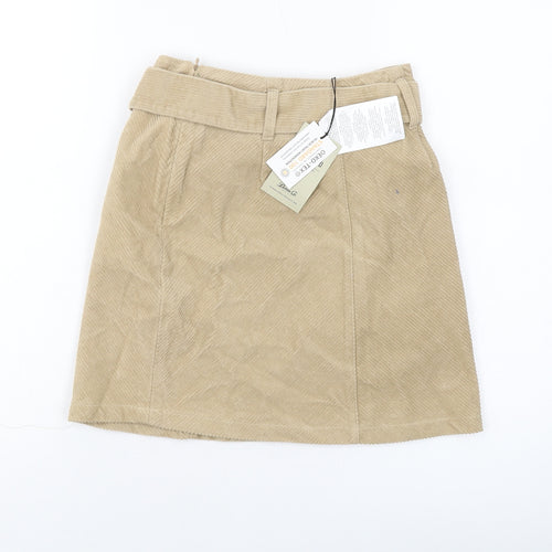 Denim & Co. Womens Beige Cotton Mini Skirt Size 6 Zip