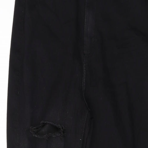 Topshop Womens Black Cotton Skinny Jeans Size 32 in L26 in Regular Button