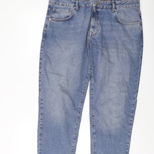 ASOS Womens Blue Cotton Mom Jeans Size 34 in L25 in Regular Button