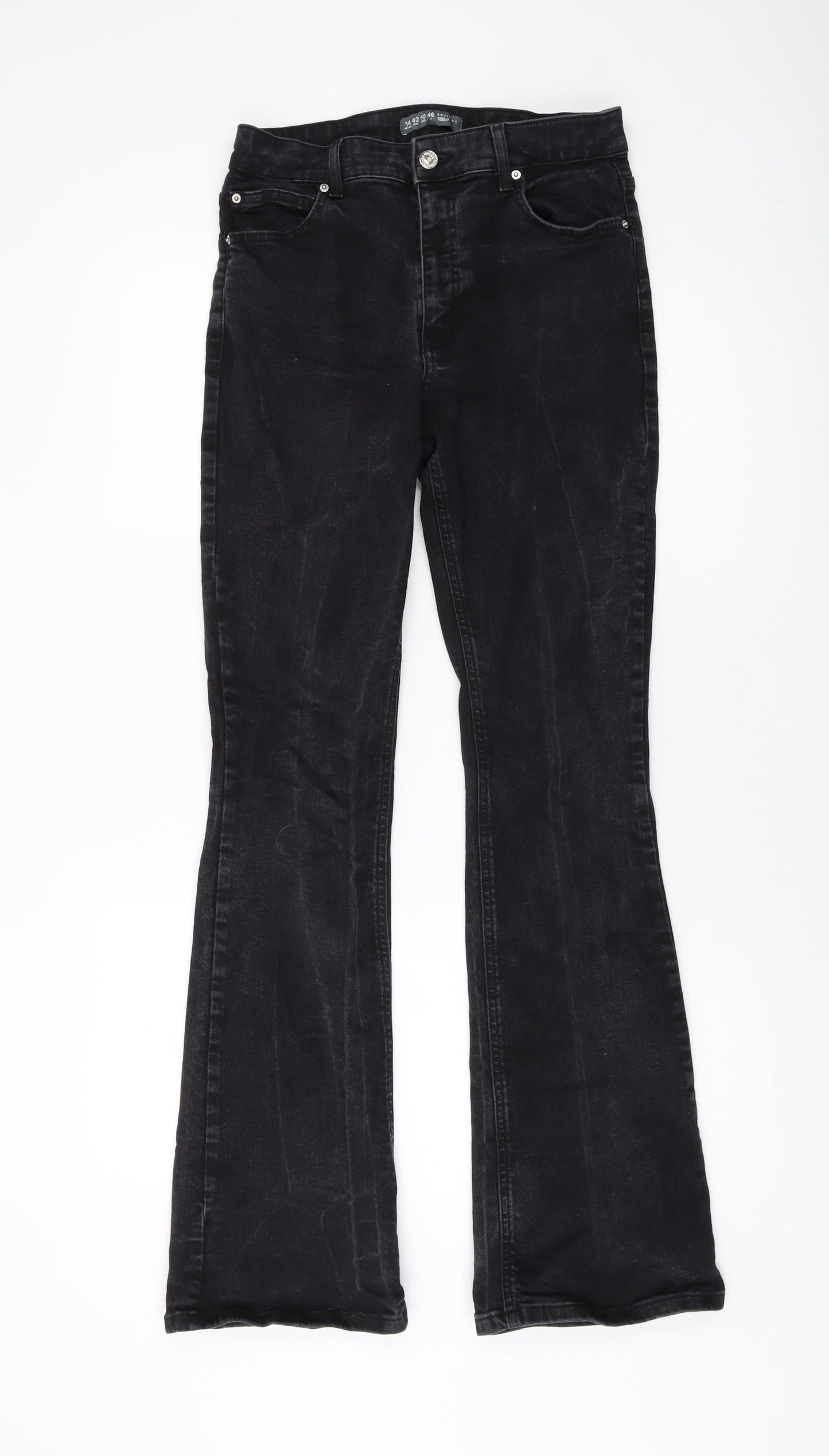 Denim & Co. Womens Black Cotton Bootcut Jeans Size 14 L31 in Regular Button