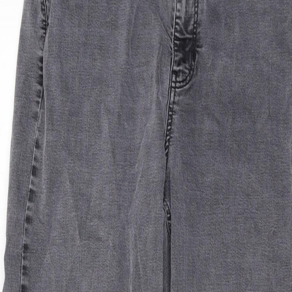 Per Una Womens Grey Cotton Straight Jeans Size 16 L29 in Regular Button