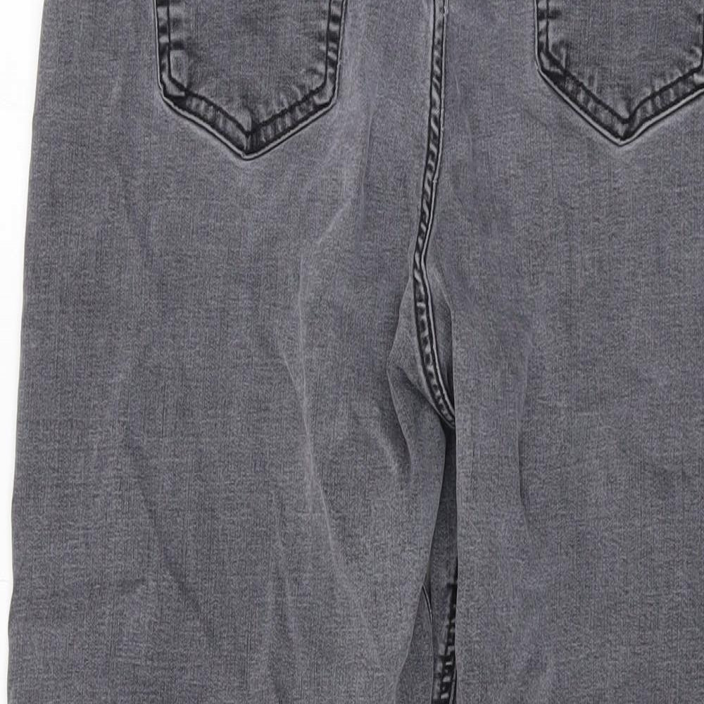 Per Una Womens Grey Cotton Straight Jeans Size 16 L29 in Regular Button