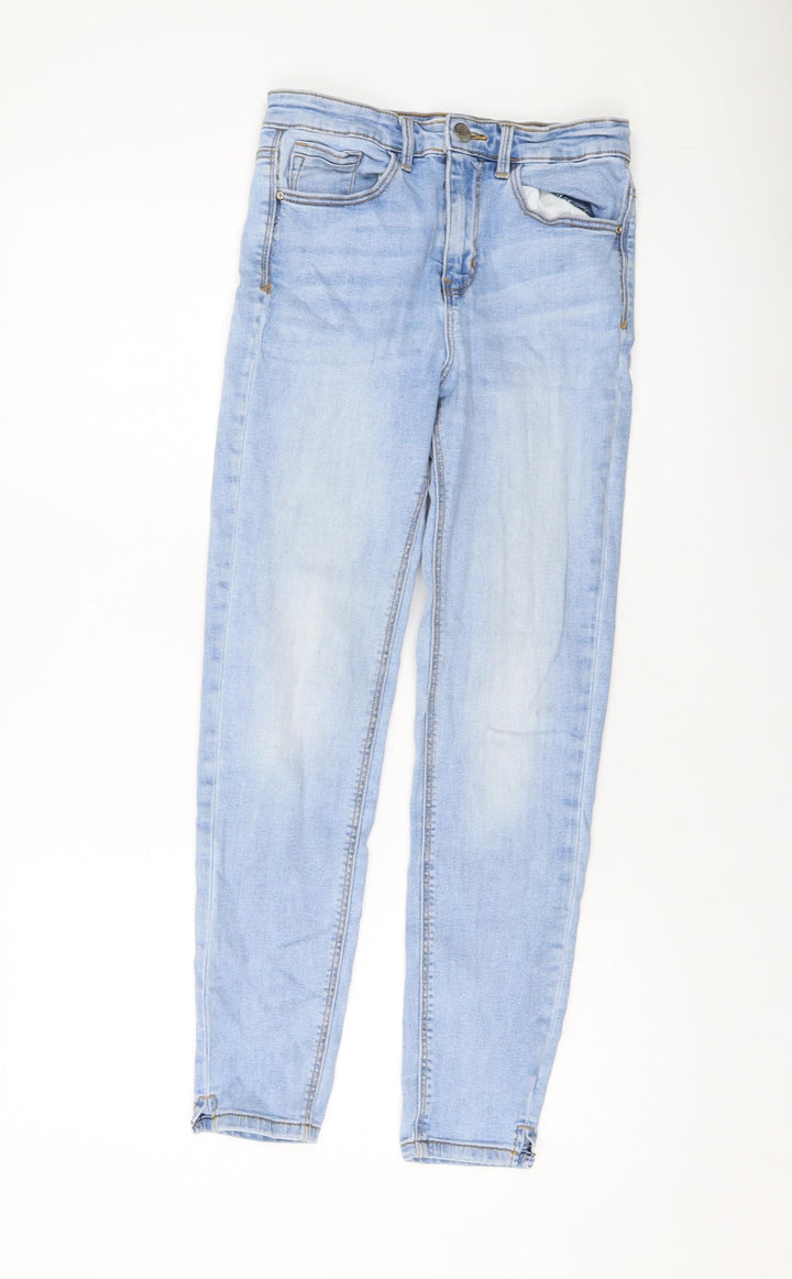 Pimke Womens Blue Cotton Skinny Jeans Size 10 L26 in Regular Button