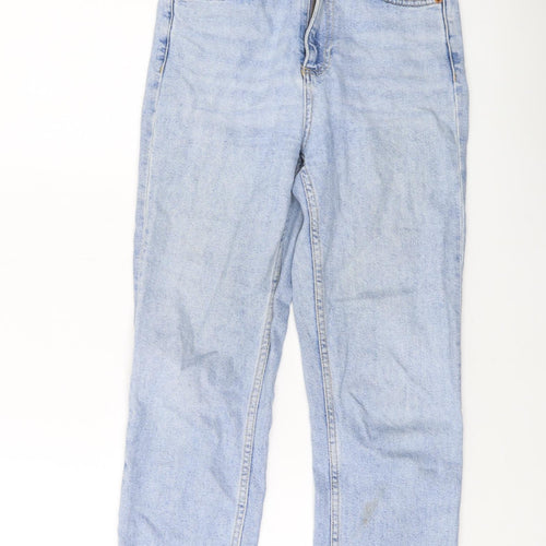 Topshop Womens Blue Cotton Straight Jeans Size 25 in L24 in Regular Button