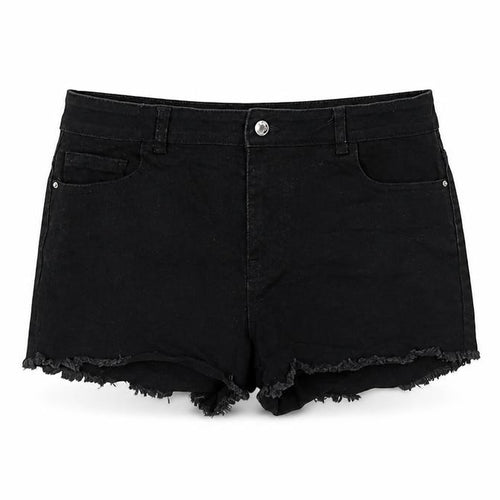 Denim & Co. Womens Black Cotton Hot Pants Shorts Size 14 L3 in Regular Button
