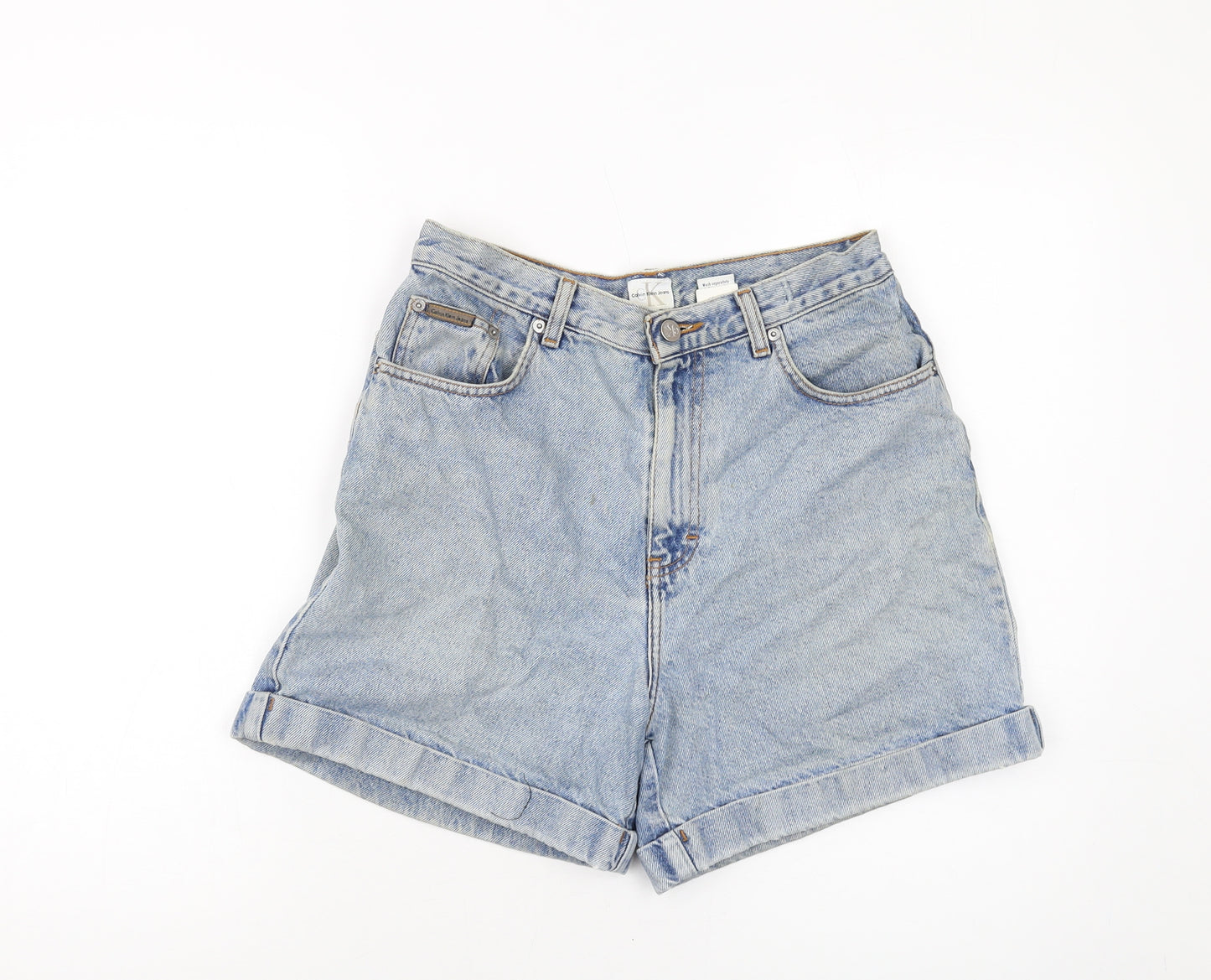 Calvin Klein Womens Blue Cotton Mom Shorts Size 10 L6 in Regular Button