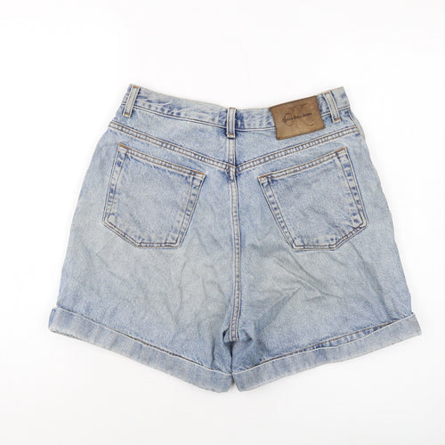 Calvin Klein Womens Blue Cotton Mom Shorts Size 10 L6 in Regular Button