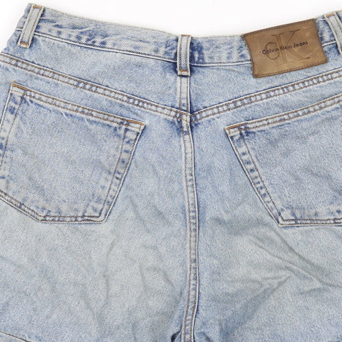 Calvin Klein Womens Blue Cotton Mom Shorts Size 10 L6 in Regular Button