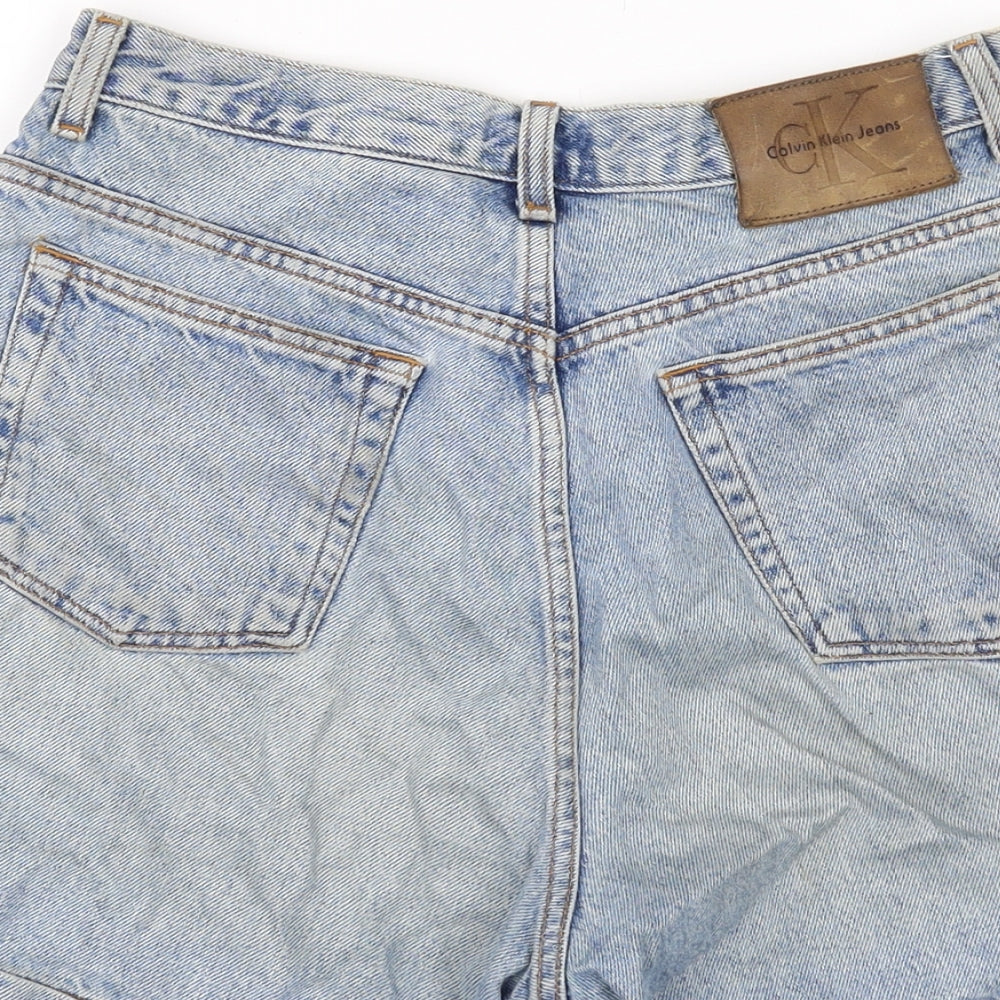 Calvin Klein Womens Blue Cotton Mom Shorts Size 10 L6 in Regular Button