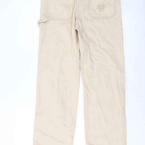 Stradivarius Womens Beige Cotton Straight Jeans Size 8 L31 in Regular Button