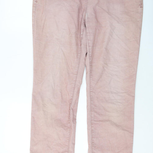 NEXT Womens Pink Cotton Trousers Size 16 L31 in Regular Button