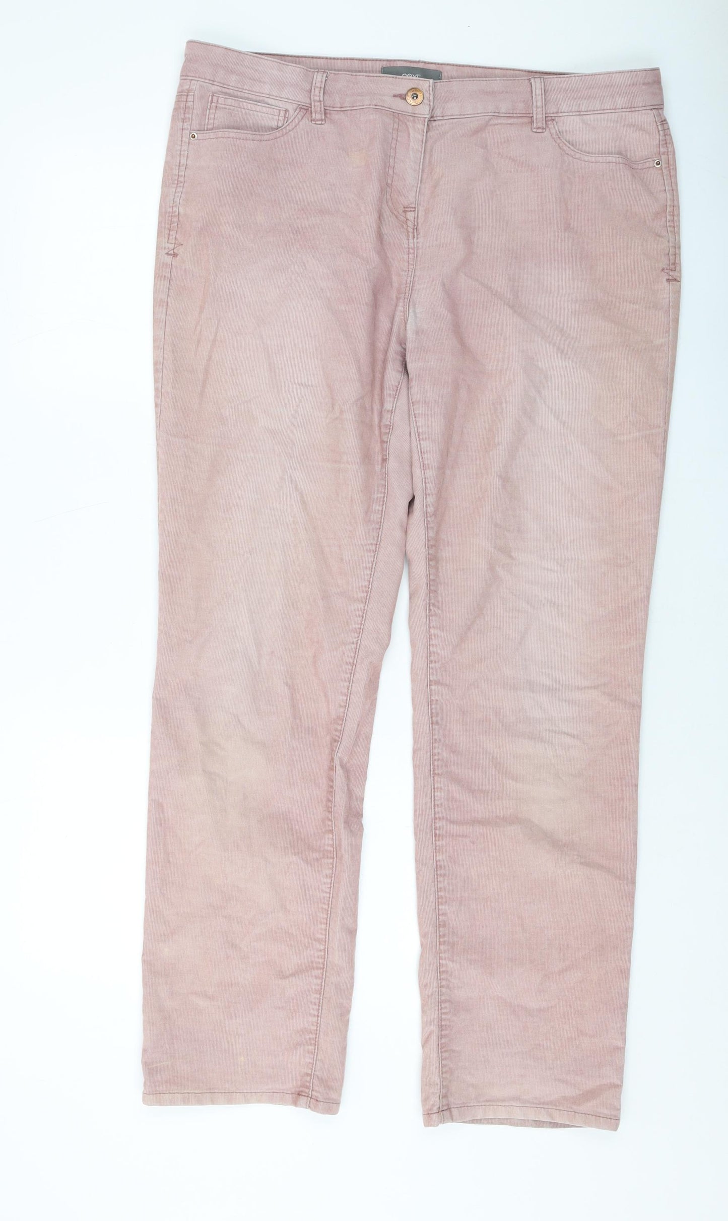 NEXT Womens Pink Cotton Trousers Size 16 L31 in Regular Button