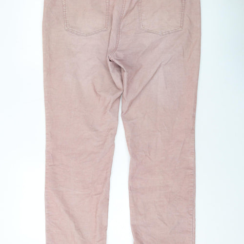 NEXT Womens Pink Cotton Trousers Size 16 L31 in Regular Button
