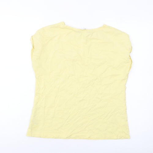 Dorothy Perkins Womens Yellow Cotton Basic T-Shirt Size 12 Round Neck