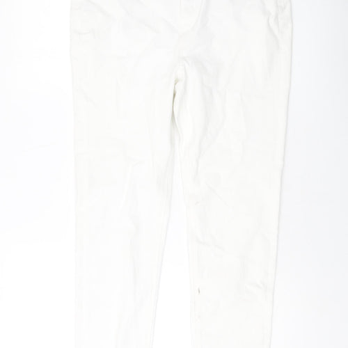 Marks and Spencer Womens Ivory Cotton Skinny Jeans Size 32 in L29 in Regular Button