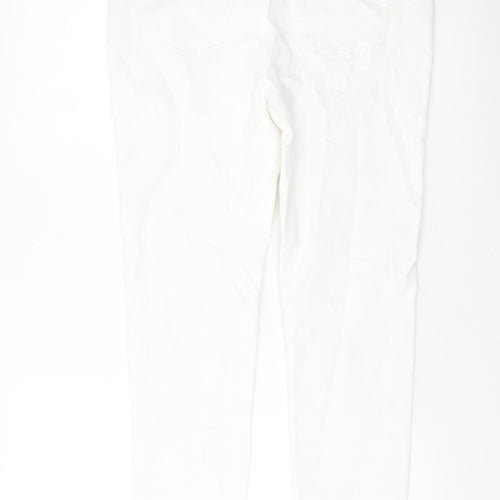 Marks and Spencer Womens Ivory Cotton Skinny Jeans Size 32 in L29 in Regular Button