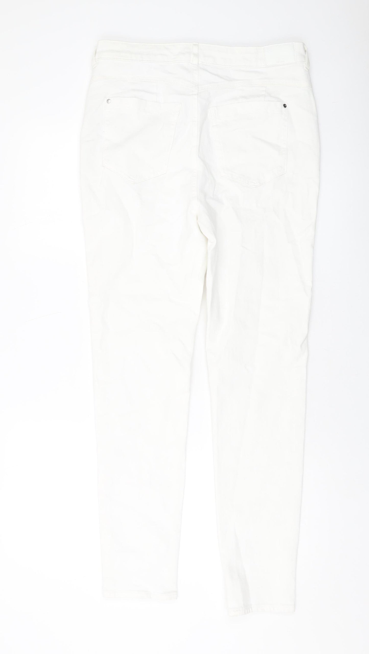 Marks and Spencer Womens Ivory Cotton Skinny Jeans Size 32 in L29 in Regular Button