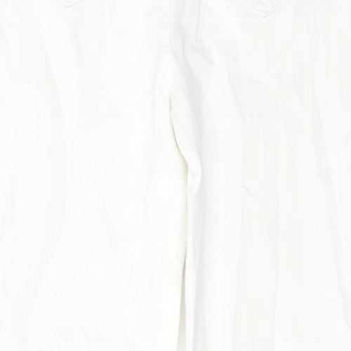 Marks and Spencer Womens Ivory Cotton Skinny Jeans Size 32 in L29 in Regular Button